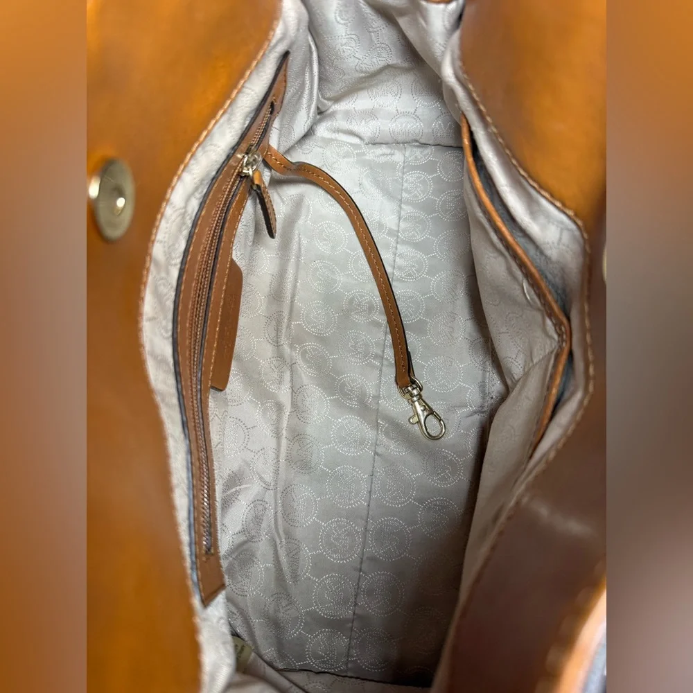 Michael Kors Dark Brown Shoulder Bag with Gold Accent Padlock & Key! - Picture 7 of 11